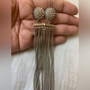 Rhinestones Metal Fringe Vintage Disco Pierced‎ Earrings